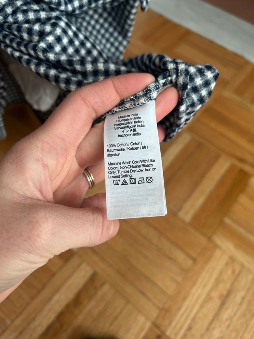 Madewell Navy & White Gingham Button-Front Tiered Dress - Picture 4 of 5
